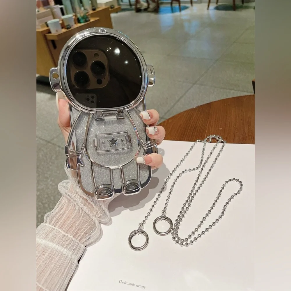 Silver Astronaut Crossbody Bag  IPhone 14Pro Phone Case & Purse #Coachella